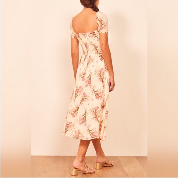 Reformation Inka Dress in Leila Off Shoulder Smocked Floral Womens Size XL - Picture 3 of 15
